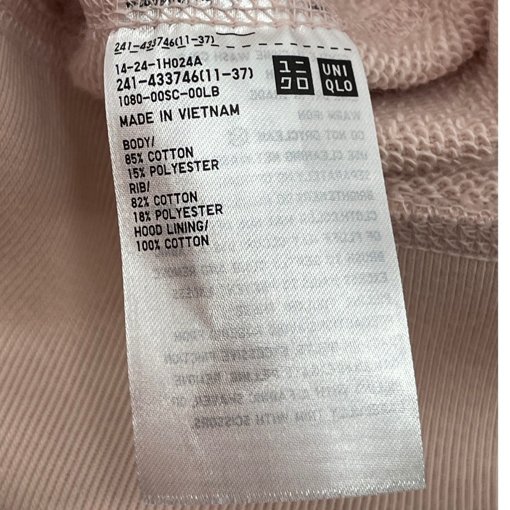 Uniqlo Women Hoodie Full Zip Sweatshirt Pink Cotton Blend Medium NWT - Picture 6 of 7